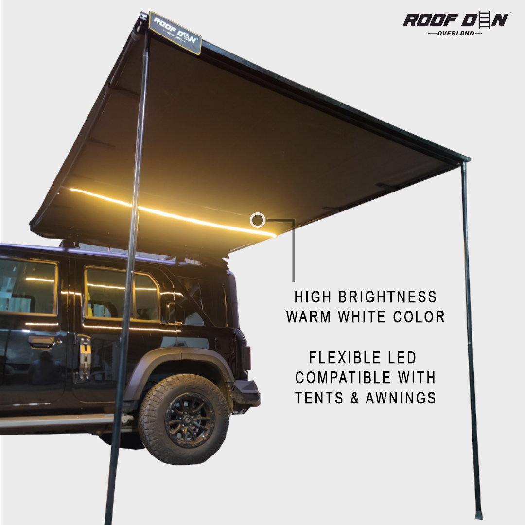 Includes 12V High Brightness LED Light which can be fitted anywhere on awning